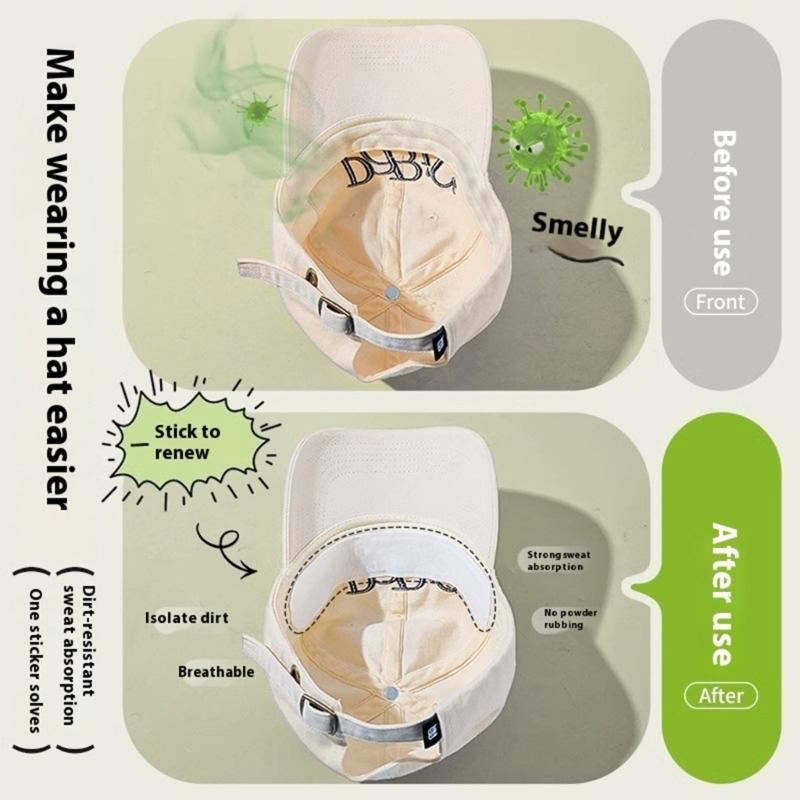 Reusable Cotton Hat Inner Pad Sweatproof Adhesive Inserts Gentle Skin Contact for Cycling Camping Hat
