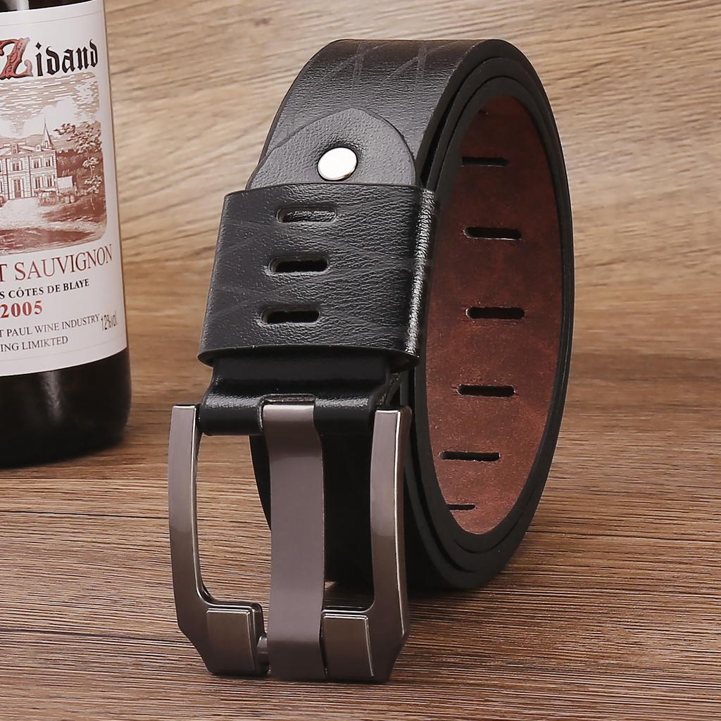 Belt Men'S Retro Wide Pin Buckle Pu Men'S Belt Belt