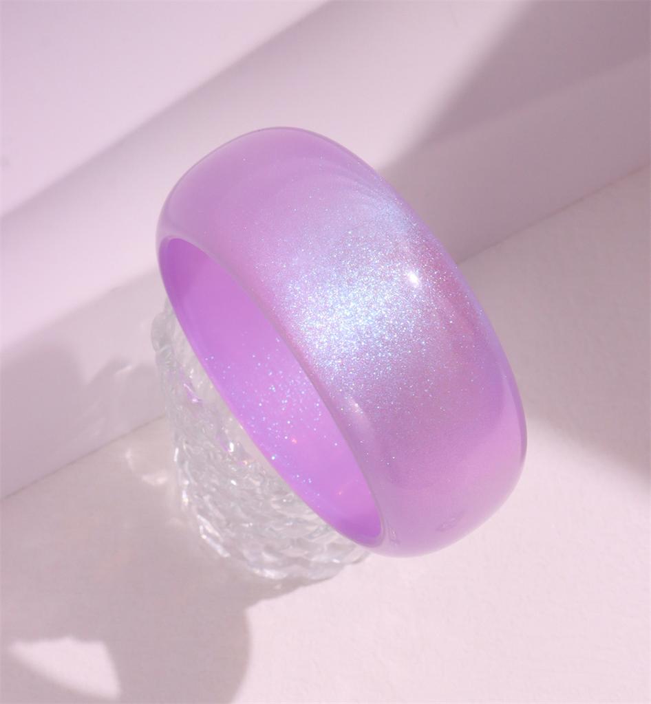 Round Jelly Colored Shiny New Powder Acrylic Bangle Exquisite Bracelet Simple Geometry Beautiful Wide Face Resin Trend Bracelet