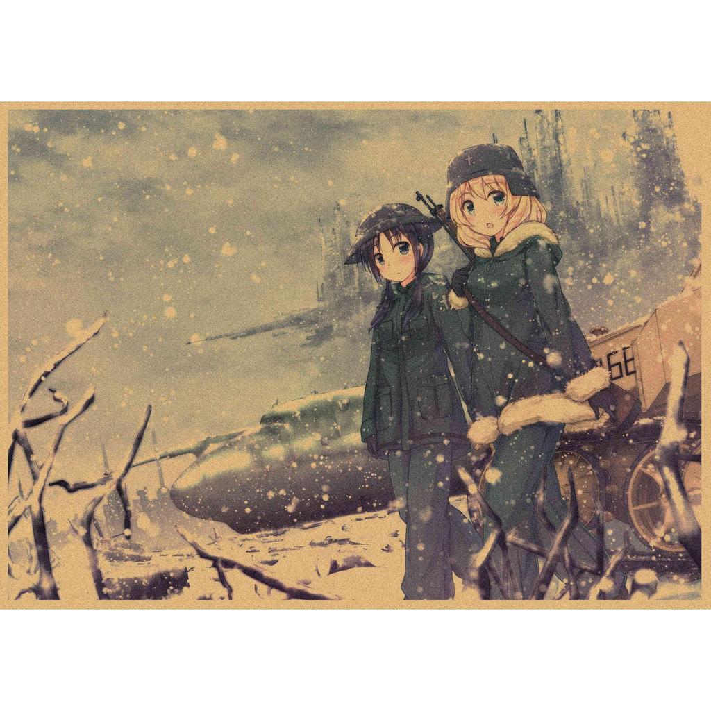Retro Japanese Anime Girl Journey Poster - Kraft Paper Decorative Wall Art