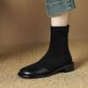 Krazing Pot Flock Autumn Winter Shoes Low Heels Size 43 Stretch Boots Back Patch Work Street Wear Elastic Ankle Boots