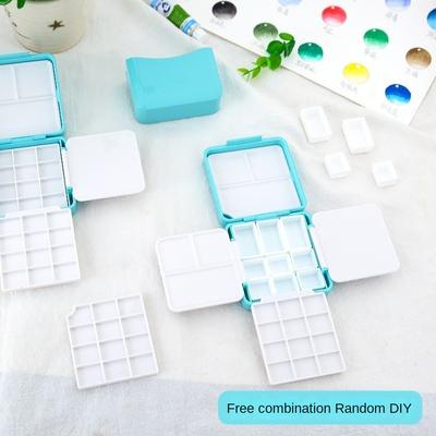 High-quality Mini Portable Travel Plastic Painting Box Purple Blue Palette Watercolor Paint Subpackage 12/24 Grids Pigment Box