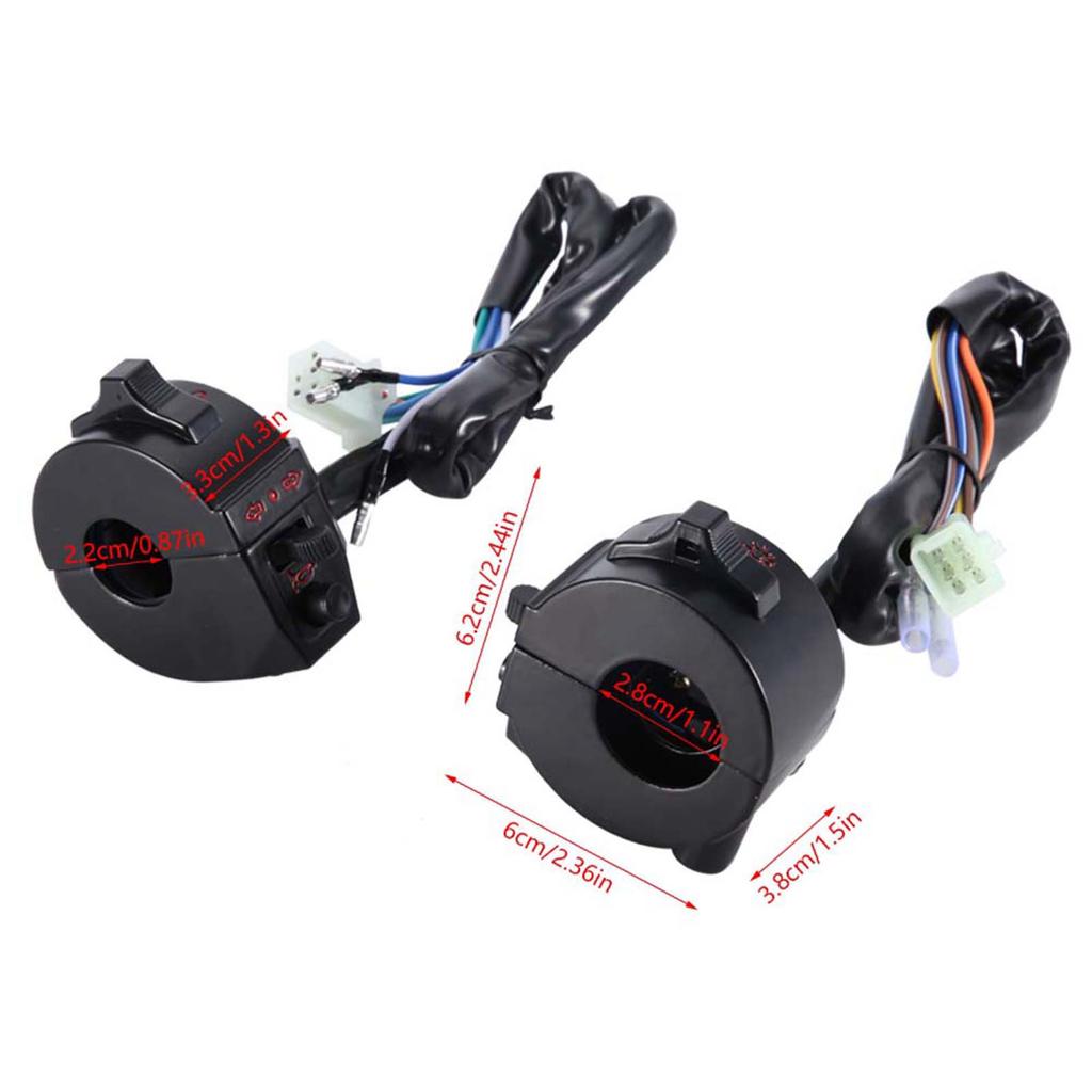 Pair of Universal 22mm Motorcycle Handlebar Switch Control Left & Right Side Horn