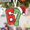 Trendy Number 67 Ornament,Red Green Classic Color Hanging Decoration,Funny Hanging Decor for Xmas Tree– Perfect Gift for Gen Z, Friends, Besties, Bro