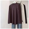 Plus Size Women's Velvet Long Sleeve Top - Half-High Neck, Loose Fit, Stylish Flaw Cover, Autumn/Winter Collection