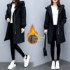Women's Plush Thickened Hooded Windbreaker: Medium/Long, Loose & Slim Fit, Korean Style, Large Size, Winter 2025