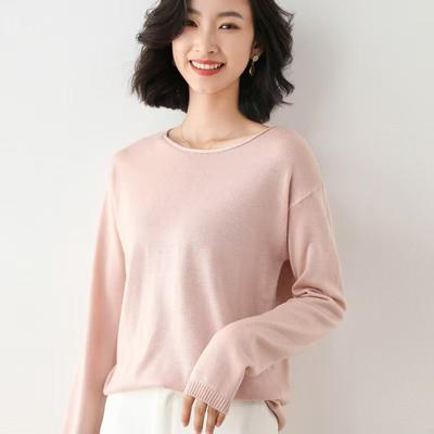 Autumn and Winter New Knitted Sweater Round Neck Women's Pullover Sweater Loose and Thin Inner Bottoming Shirt