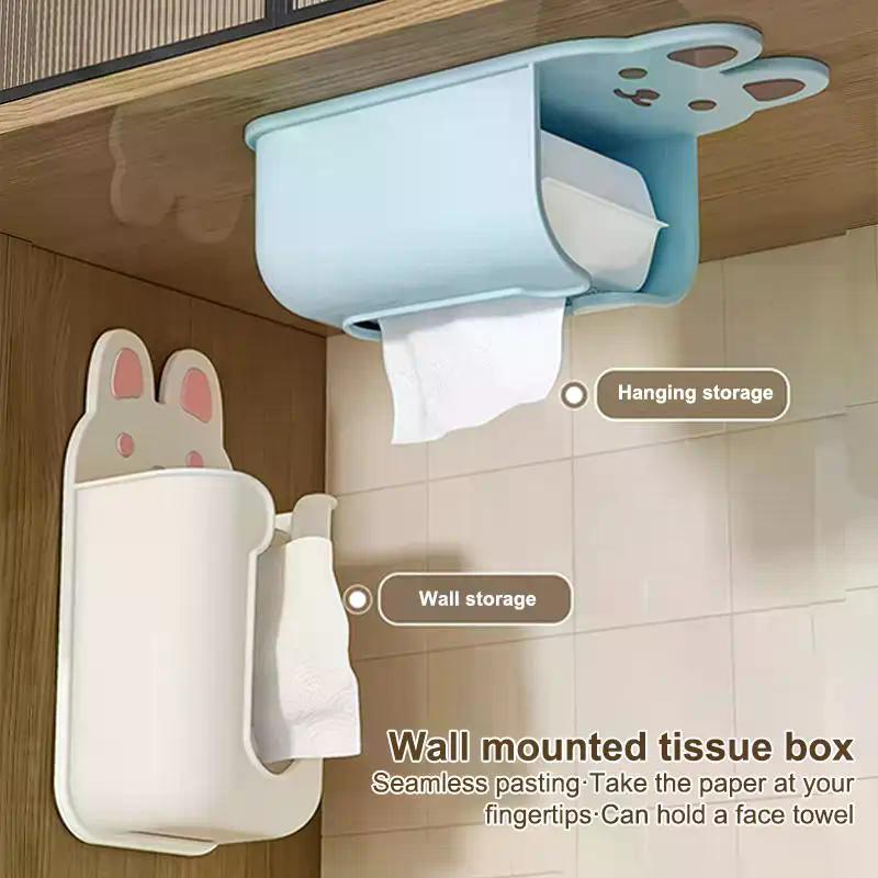 Cute Rabbit Shaped Adhesive Tissue Holder With Easy No Drill Install Large Capacity Perfect For Kitchen Bathroom Use