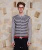 UNALLOYED Mixed Stripe Zip-Up Knit / Gray