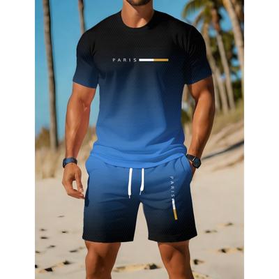 Avslappnad sportdräkt andningsbar utomhus avslappnad herr rundhalsad T-shirt shorts byxor kostym sommar