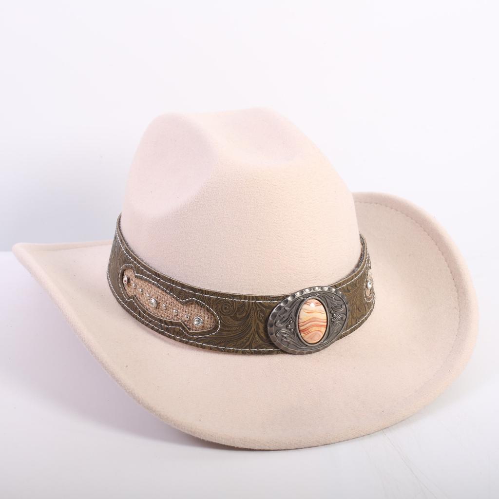 Popular European and American Fashion OL Style One-word Cowboy Hat Men's and Women's High-end Top Hat Jazz Hat Felt Hat