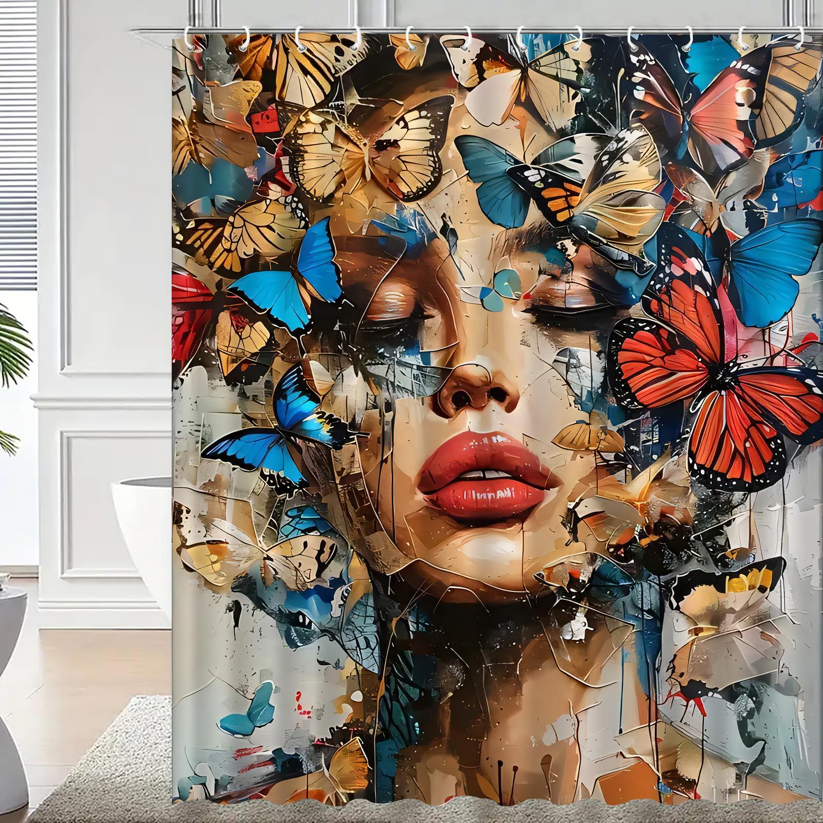 

Artistic Butterfly Face Shower Curtain: Embrace the Bold Design, Soft Fabric, and Creative Vibes for Your Unique Bathroom W90XH180cm