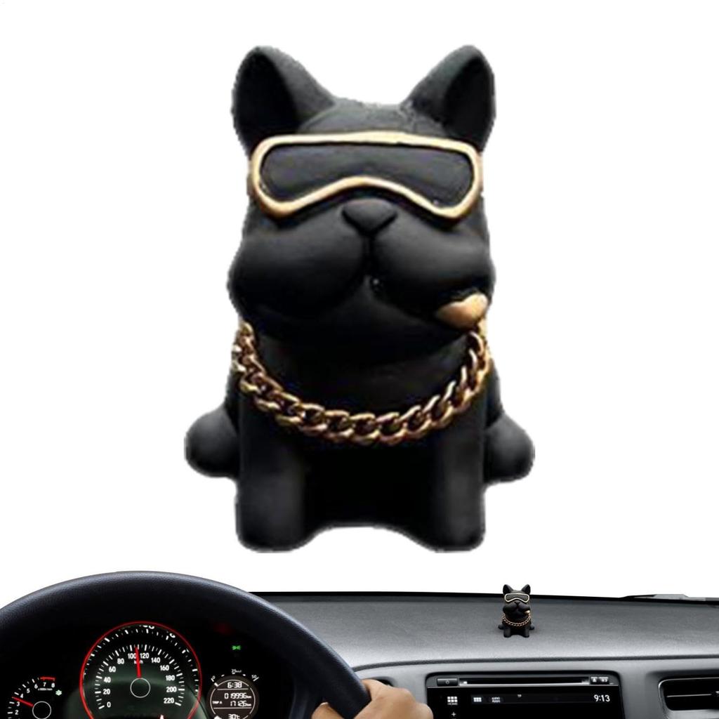 Cute Bulldog Decoration for Car, Car Rear Mirror Decoration, Car Hanging, Cute Resin Bulldog