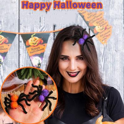 Simulation Halloween Spider Hair Clips Plastic Plush Spider Hairpin Hair Accessories