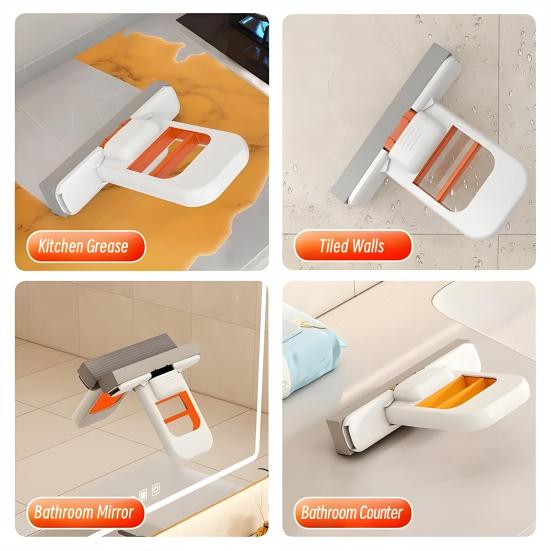 1Pcs Mini Foldable Desktop Mop Lightweight Design Water Absorption One-Handed Use Portable Mini Cleaning Sponge Mop