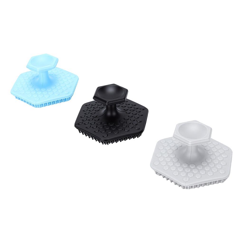 Men Silicone Face Scrubber Ergonomic Grip Portable Deep Facial Cleansing Scrubber for All Skin Types Black Blue Gray