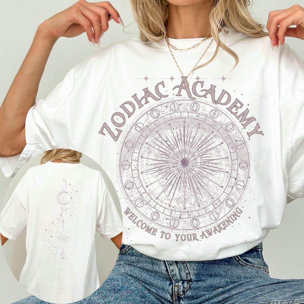 Damen Retro Sternzeichen Akademie Shirt Himmlische Erben Band Shirt Kleidung Unisex T-Shirt Baumwollshirt Fantasy Kleidung Y2K Oberteil Streetwear