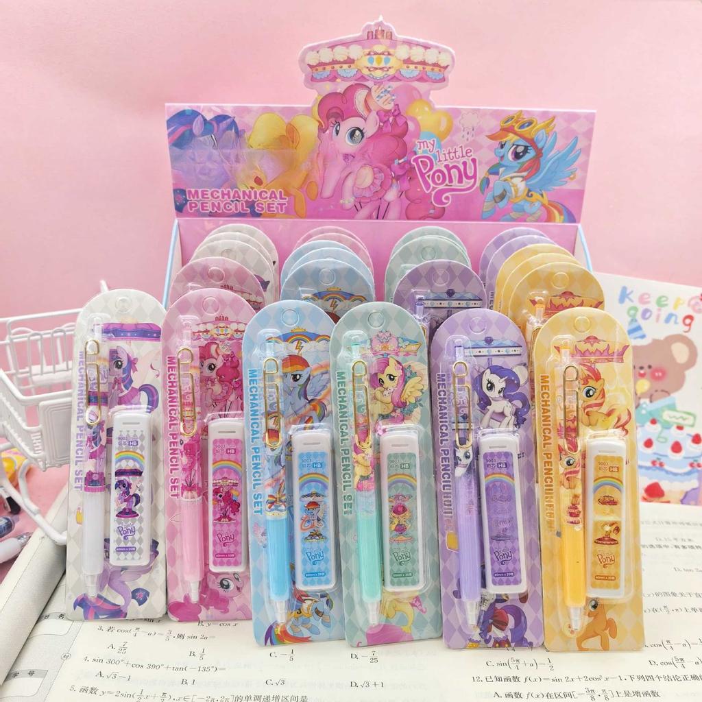 My Little Pony Automatic Pencil Set, Unsharpenable Continuous Lead, Cartoon Push-Button Mechanical Pencil