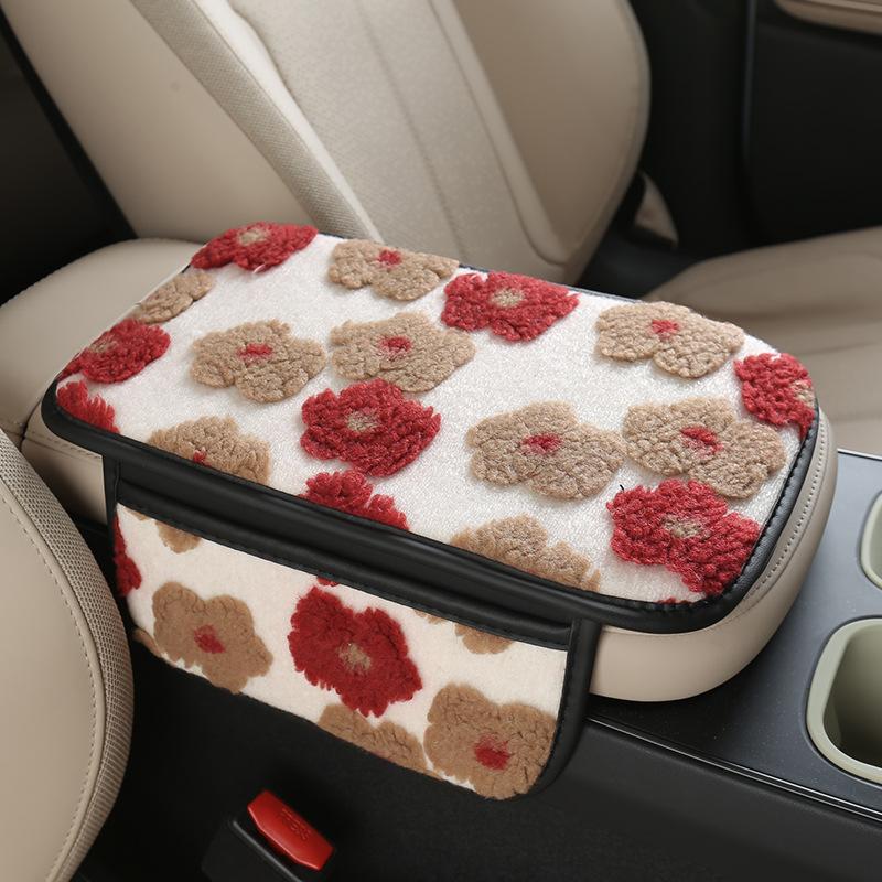 1Pcs Automobile Interior Decoration Cute Car Armrest Box Plush Cover Cushion Warm Center Console Arm Cover Pads