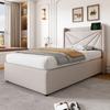 Lit simple - MUVOE - 90x200 cm - Tête de lit avec recharge USB - Coffre de rangement - Métal
