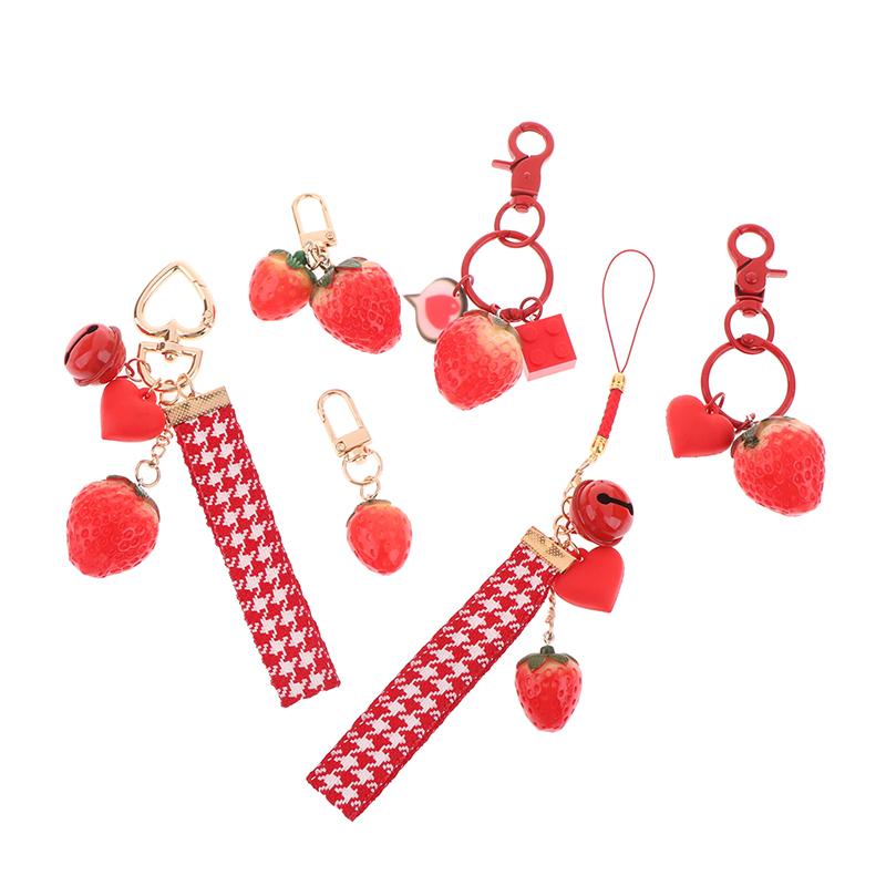 1 Stück Erdbeere Rotes Herz Schlüsselbund Schlüsselbund Für Frauen Mädchen Schmuck Simulierte Frucht Niedlich Auto Schlüsselhalter Schlüssel Zubehör