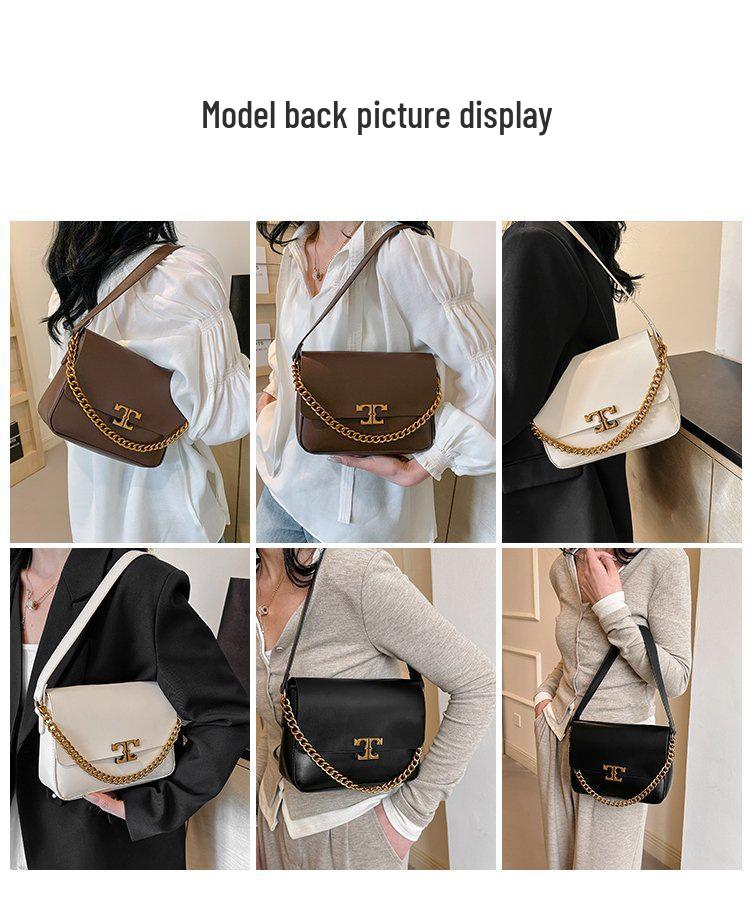 Korean Style Trendy Women's Single Shoulder Chain Crossbody Bag - Simple, Fashionable, Versatile, Solid Color Underarm Bag for Winter