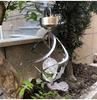 1Pc Outdoor Stainless Steel LED Solar Light Hollow Ball Acrylic Ball Rotating Chandelier Garden Landscape Light Waterproof