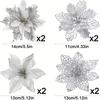 8/16Pcs Glitter Christmas Decorations Artifical Flowers Christmas Tree for Home Decor Fake Flower Xmas New Year Gifts Ornaments
