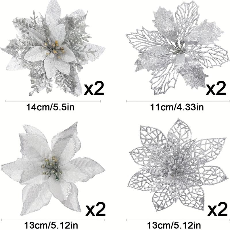 8/16Pcs Glitter Christmas Decorations Artifical Flowers Christmas Tree for Home Decor Fake Flower Xmas New Year Gifts Ornaments