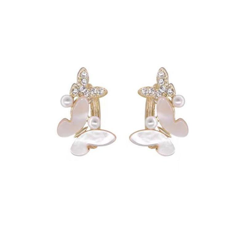 Korean Butterfly Shell Micro-Inlaid Ear Studs - Simple, Trendy & Versatile Earrings