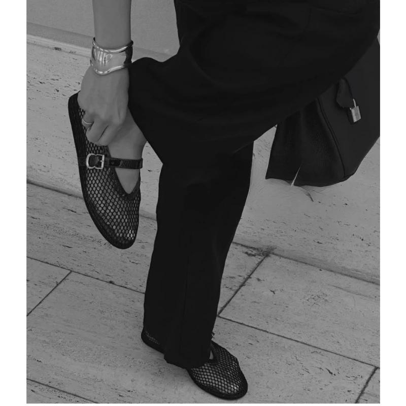 Mesh Hollow Ballet Flats, Summer Breathable Casual Sandals for Women, Full Diamond Crystal Mary Jane Shoes Hollow Shoes