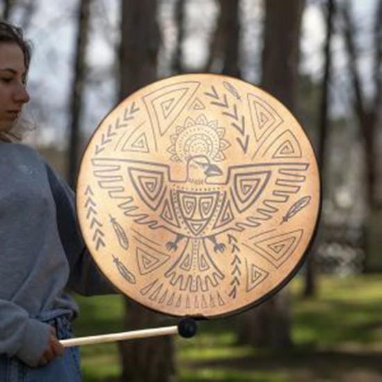 Shaman Drum 10 Inch Handmade Hand Drum with Drum Stick Tree of Life Sound Healing Instrument for Spiritual Music Reflection Meditation
