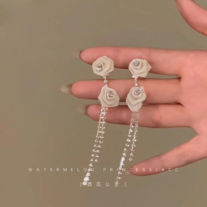 111 Серебряная Игла Супер Бессмертный Цветок Серьги-Кисточки Уникальный Дизайн Продвинутое Чувство Серьги с Характером Показывают Лицо Тонкие Серьги 925 silver needle