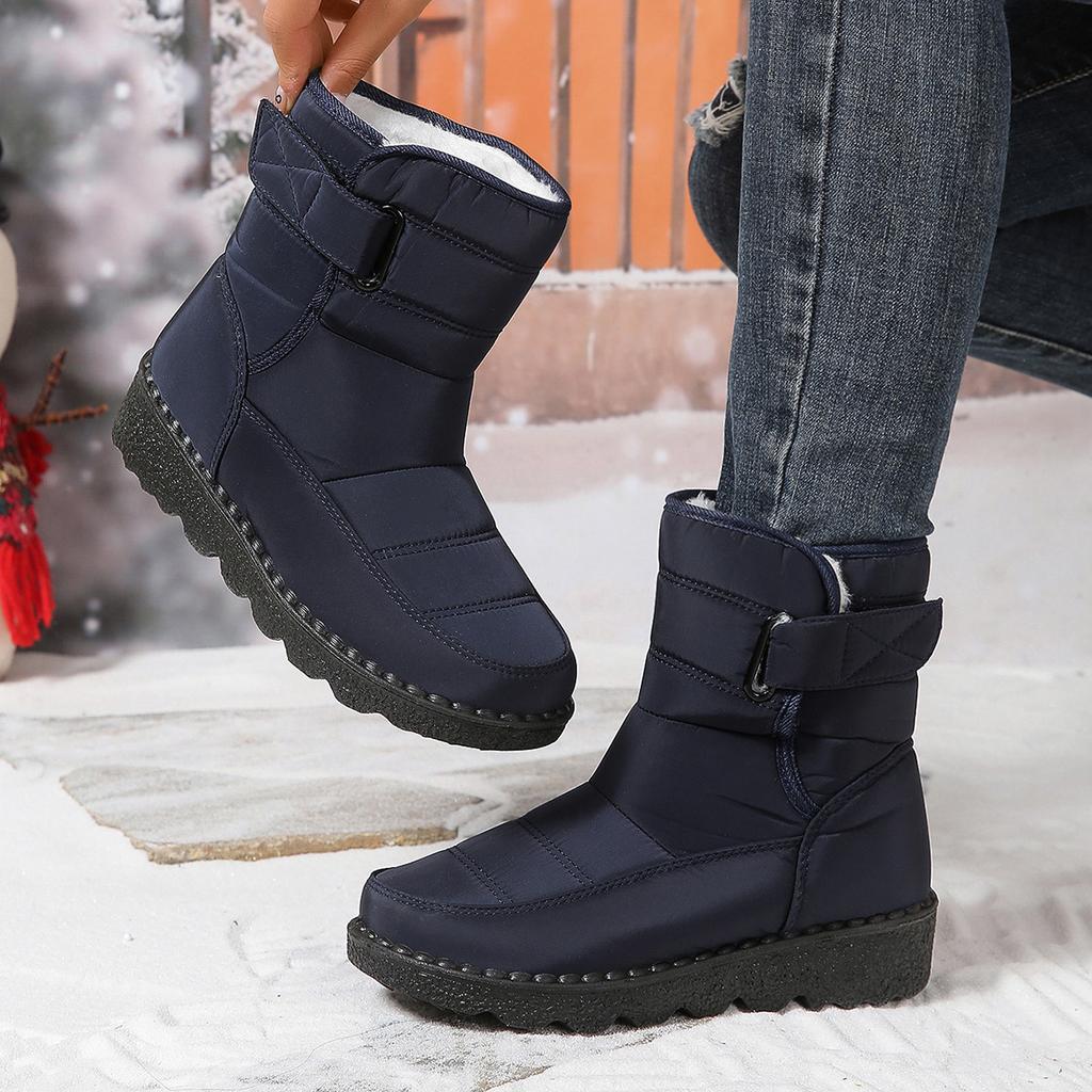 2025 Mid-Calf Thermal Snow Boots for Women with Velcro Closure Outdoor Slip-Resistant Waterproof Women's Boots Thickened Sole Size 43