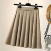 Autumn and Winter New High Waist Knitted Skirt Women All-match A-line Skirt Is Thin Pleated Skirt Outer Wear Short Skirt Women