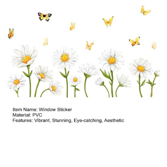 Flori Sălbatice de Primăvară Autocolant Static pentru Geamuri Flori de Grădină Fluturi Decalcomanii pentru Geamuri Sticker Static Reutilizabil pentru Uși de Sticlă Ferestre
