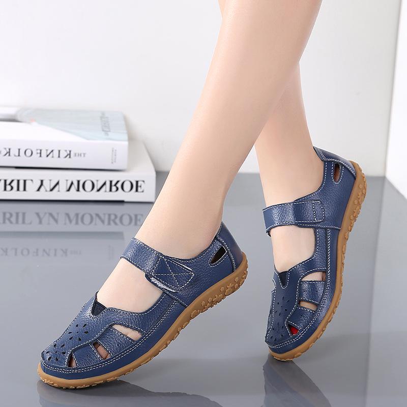 Fashion Plus Size Women's Sandals 2025 New Ladies Comfortable Closed Toe Sandals Women Hollow Flat Shoes Summer Outdoor Walking Sneakers