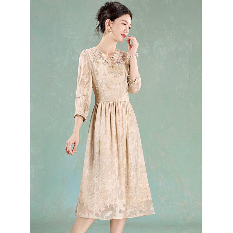 Summer Lace Sequin Beaded V-Neck A-Line Midi Dress