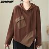 DIMANAF 2023 Plus Größe Pullover Pullover Herbst Oversize Frauen Muster Asymmetrische Pullover Feste Volle Hülse Stricken Lose Pullover
