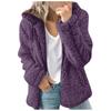 Fashion Women Casual Hooded Plush Warm Jackets Zipper Cardigan Tops Coat
