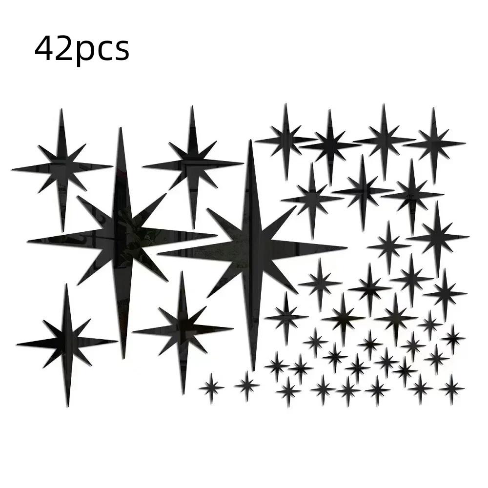 

42Pcs 3D Acrylic Removable Mirror Wall Stickers With Stars Suitable For Home Bedroom Living Room Children s Room Decoration 42pcs чёрный