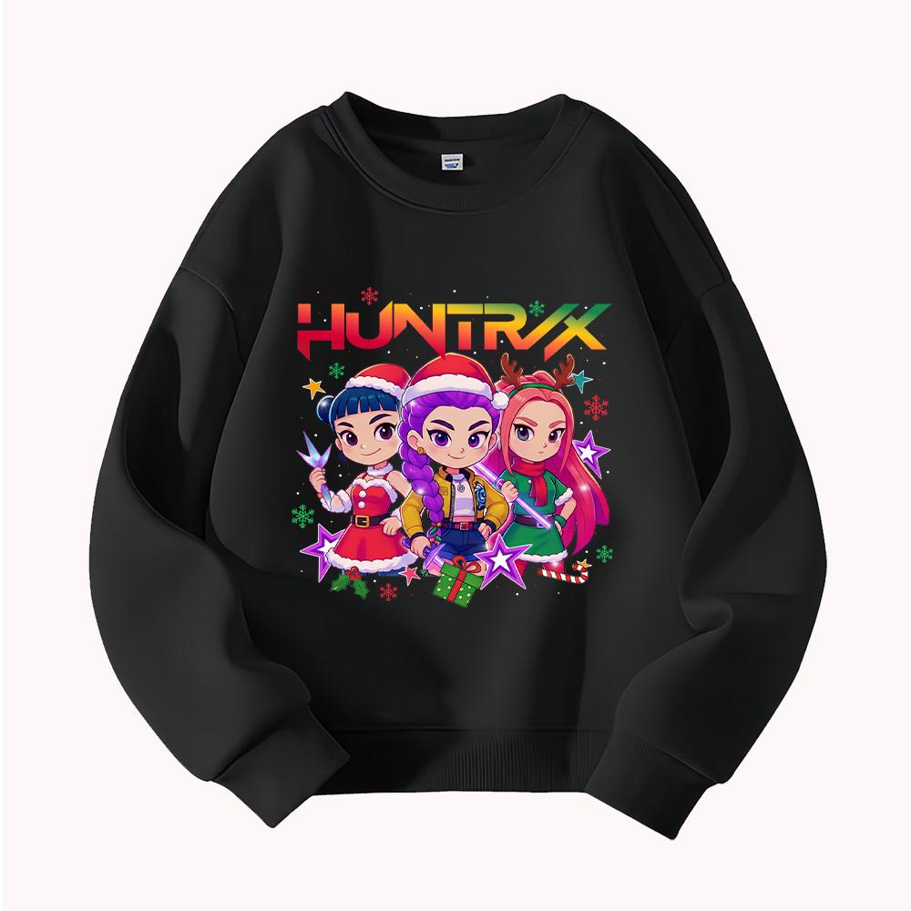 HUNTRX Devil Hunter Weihnachten Kinder Rundhals-Sweatshirt mit Rumi, Mira, Zoey Design für festlichen Spaß