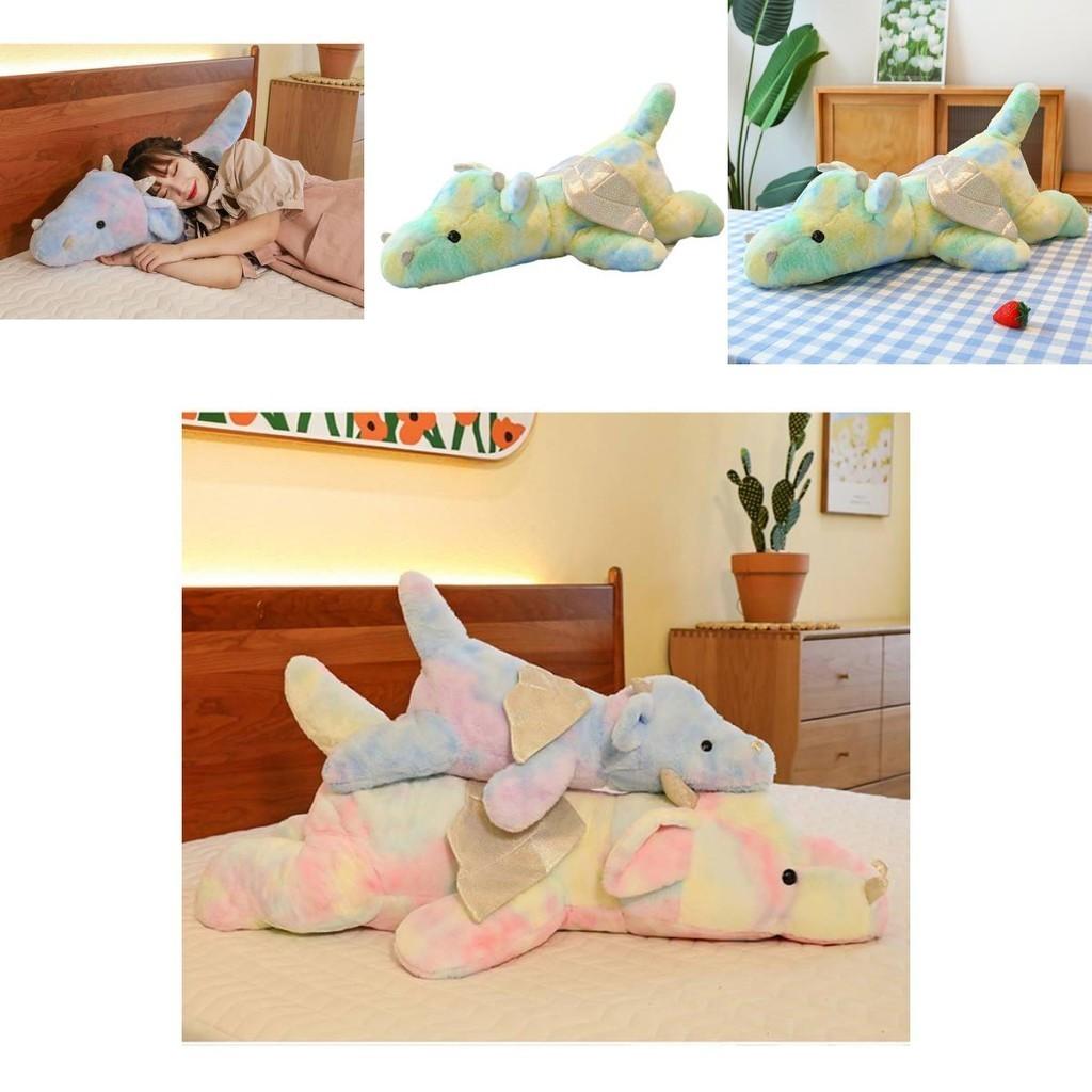 Colorful Small Dragon Plush Toy Pillow Tie-dye Dinosaur Doll Plushie Wholesale Gift
