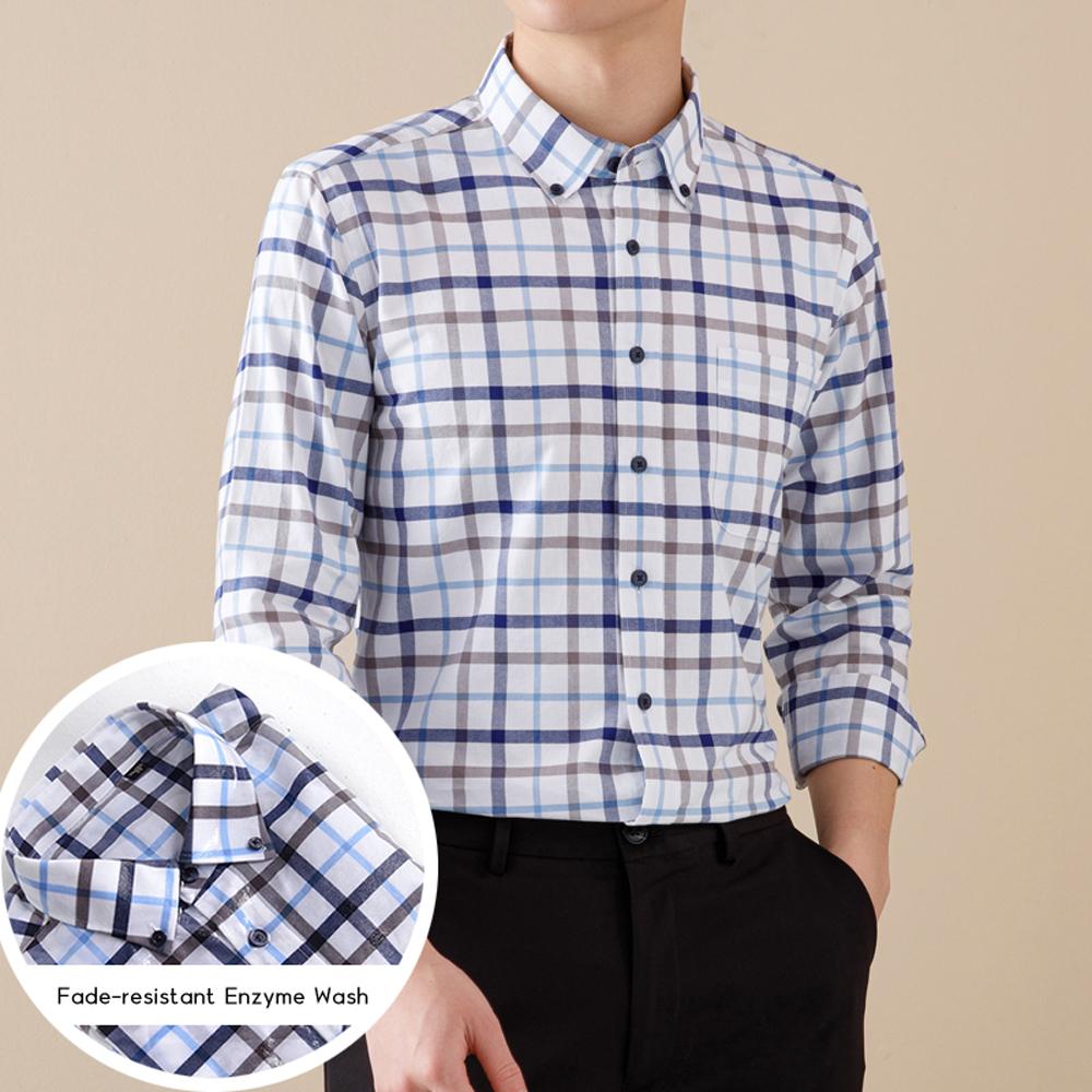 Men's Long Sleeve Washed Oxford Button-Down Shirt with Pocket, 100% Cotton Soft Comfortable Casual Fashion Spring Fall Menwear