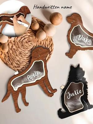 Solid Wood Handwritten Name Dog Hair Memorial Box My Pet's Fur Container Storage Box Pet Ashes Box Pet Memories Collecting Box