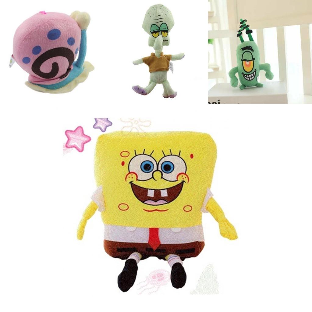 Set di Giocattoli Peluche Corti Carini Cartoni Animati Polpo Granchio Stella Marina Lumaca Serie Spongebob
