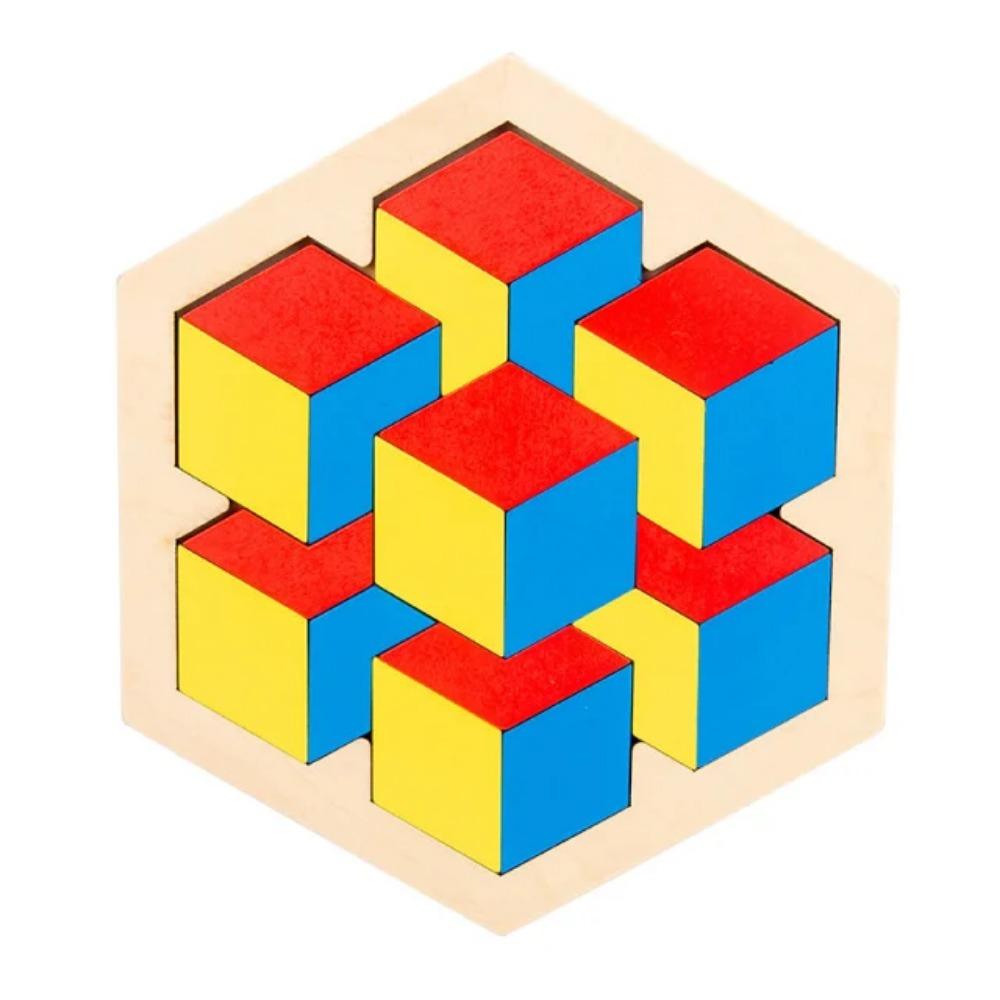Jucării Montessori din Lemn Puzzle 3D Tangram Jucării Matematice Placă de Prindere cu Mâna pentru Bebeluși Puzzle Potrivire Forme Jucării Educative pentru Copii