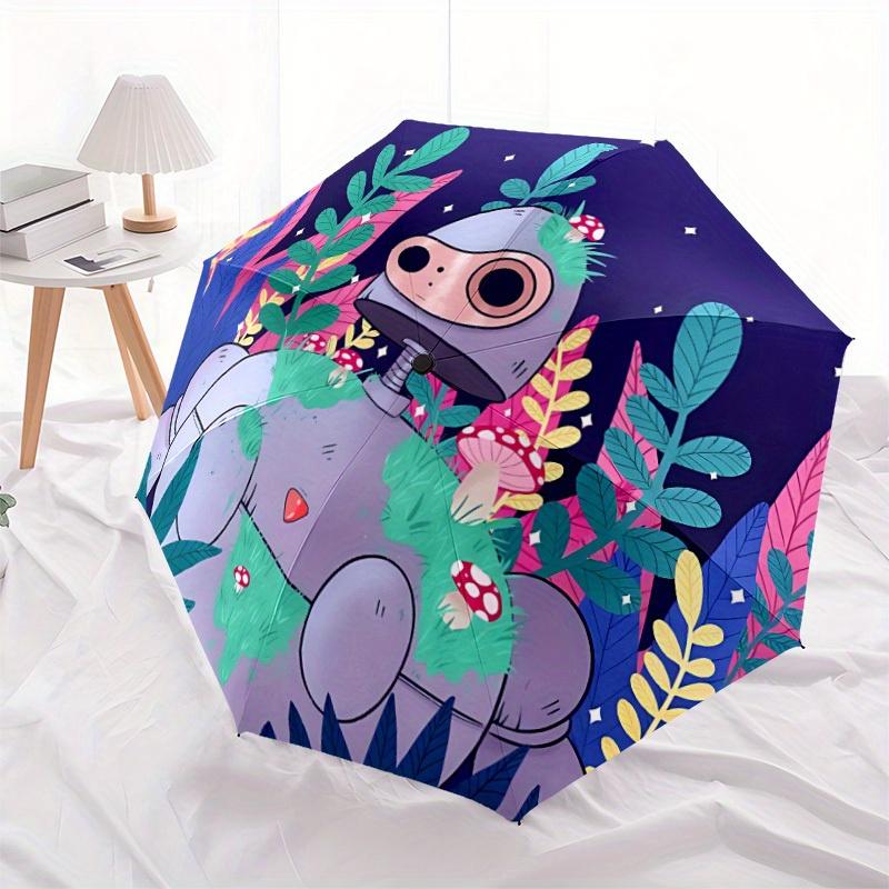 1pc Robot Garden Automatic Open/Close Umbrella, Portable Folding Umbrella for Travel, Themed Events, It is suitable as a gift for various festivals, O