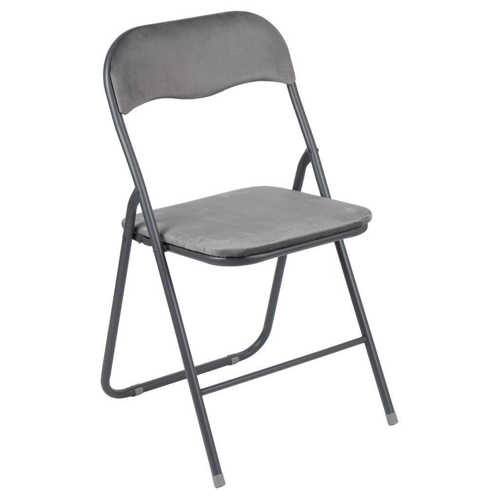 Basico Folding Chair Graphite Velvet