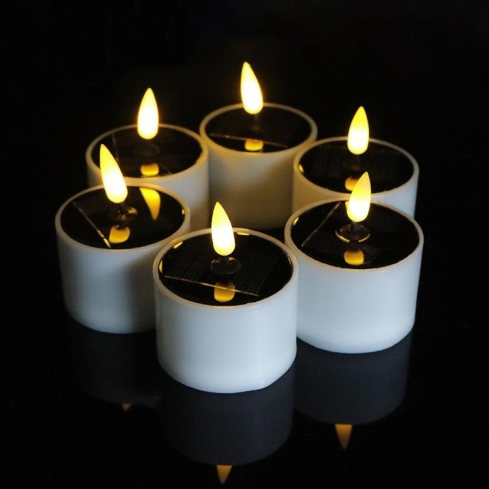 6pcs Warm White Candles Lights Solar Flickering Candles New Sensor Decor Lamp  Garden Lighting